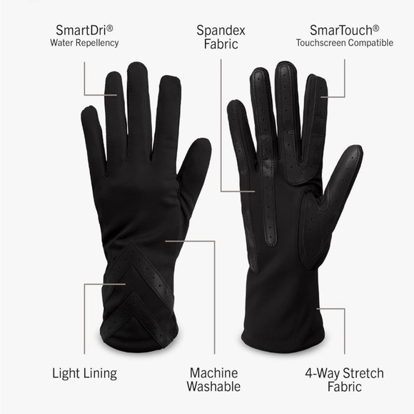 NWOT Isotoner Black Chevron Gloves - Picture 2 of 12